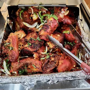 a tray full of food