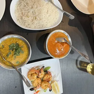 Tadka Dal Chicken Tikka Masala Shrimp Kabab Half