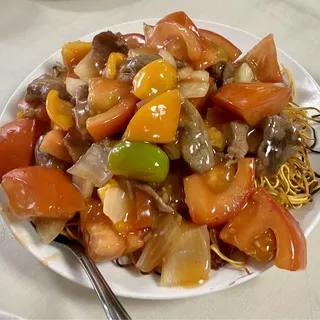 Tomato Beef Pan Fried Noodle