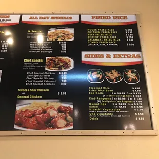 menu and prices