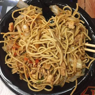 Lo Mein with chicken.