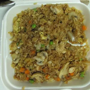 Chicken Fried rice with onions &amp; mushrooms