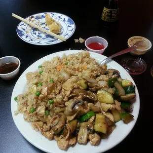 Hibachi chicken comes with fried rice.