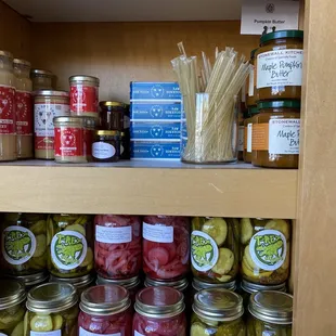 jars of pickles and other condiments