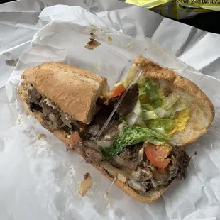 Not to shabby steak and cheese  Stopped by to get fishing bait,lunch and beers