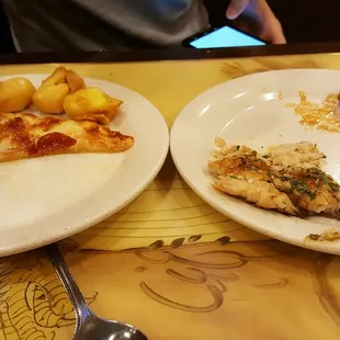 two plates of food on a table