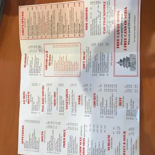 Current menu