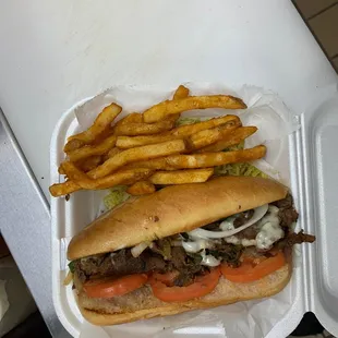 a sandwich and french fries