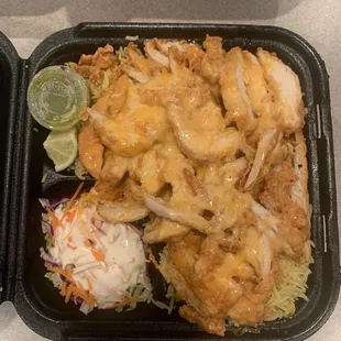 This this the chicken kotietl. It is kind of a sweet spicy (but not too spicy) breaded chicken. I got it with rice.