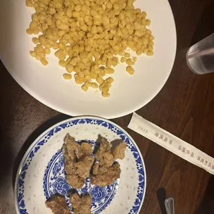 Corn and fried pork