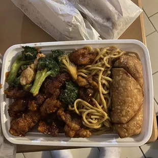 Chicken with Broccoli and Plain Lo Mein