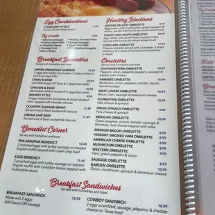 menu and prices