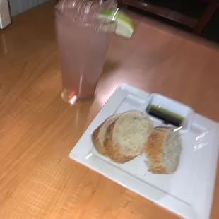 Paloma cocktail + fresh bread