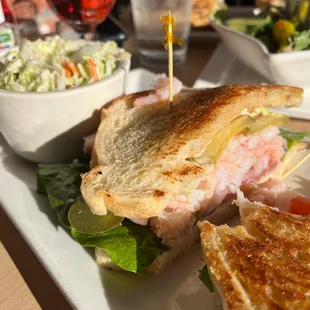 Crab shrimp avocado sandwich