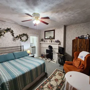 Standing in the door of our room. You can see the mini-fridge.