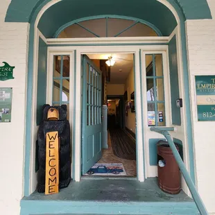 Front door of the hotel.