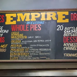 Menu board June 2022