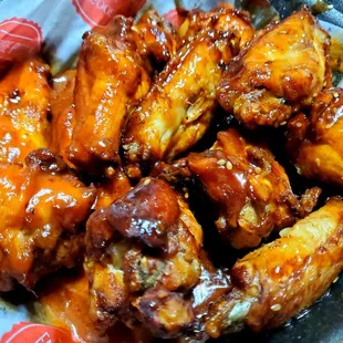 Sweet &amp; Spicy &amp; Teriyaki Wings. Absolutely fantastic! Large, very flavorful wings, absolute win!