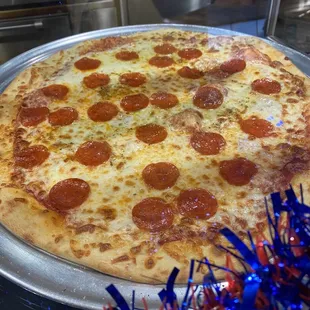 Pizza! I think only cheese or pepperoni here