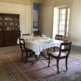 Ranch house dining room with the "kids room" door