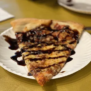 Rocksteady--Marinara, bleu cheese crumbles, bacon, red onion, balsamic glaze