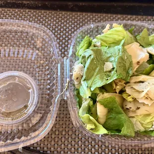 1/2 side salad ( made my way)  no cheese, no tomato.