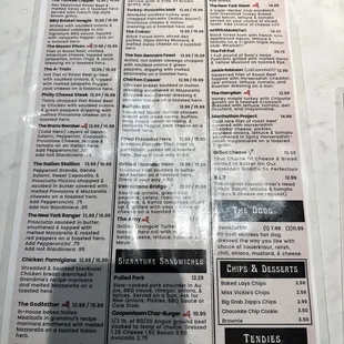 the menu