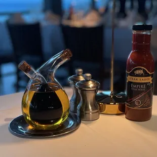 Empire Steakhouse steak sauce and balsamic vinegar