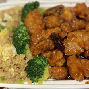 General Tso's chicken combination with egg fried rice
