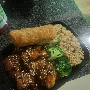 Sesame Chicken Combination Platter.