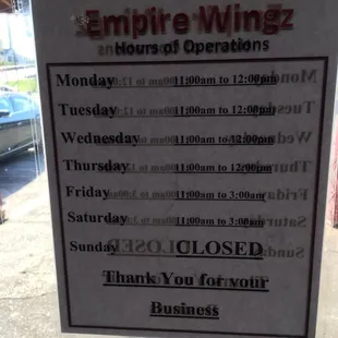 Hours of Operation (they close at midnight not noon)