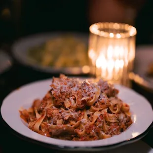 Bolognese - tagliatelle, pork shoulder, beef chuck, bone marrow, wine, tomato