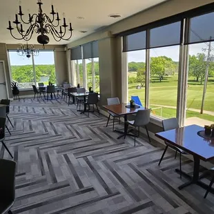 Champs Coffee Shop view of the golf course