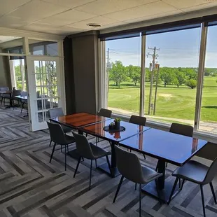 Champs Coffee Shop view of the golf course