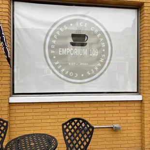 a table and chairs outside