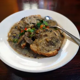 Vegan Mushroom Gravy &amp; Biscuits is always a Saturday &amp; Sunday win for guests. See what all of the talk is about!