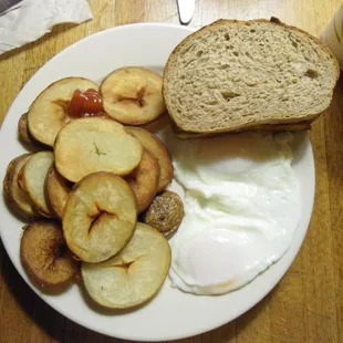 warm butter between two slices of fresh baked wheat bread, baked potatoes and over-easy eggs. =) Yum. Large coffee.