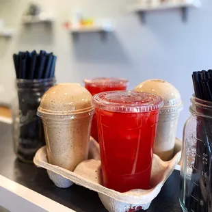 We have 16oz and 24oz shakes and teas