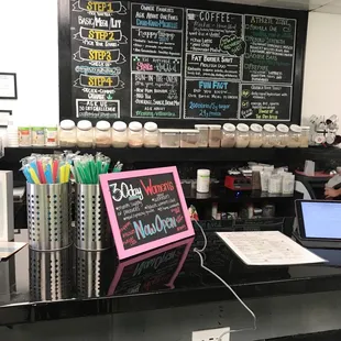 a chalkboard with a menu on it