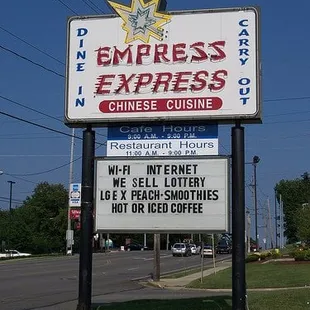 the sign for the restaurant