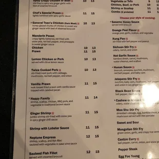 menu