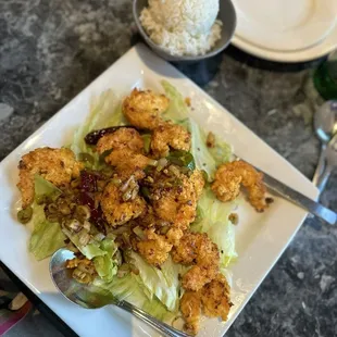 Cajun Shrimp with steam rice.
