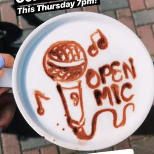We host open mic every other Thursday at 7pm. Follow us on instagram to find out when it is.