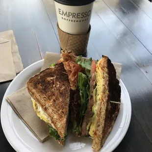 Bacon, Lettuce and tomato with egg and cheese