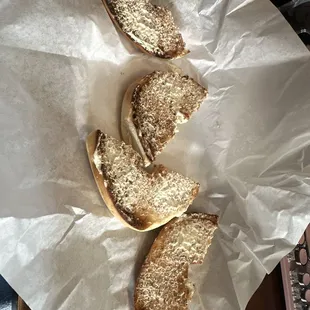 How do you hand someone a bagel with this amount of cream cheese? This is comedy. My snickerdoodle latte was good though.