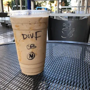 Divinity frappe with cold brew, no whip