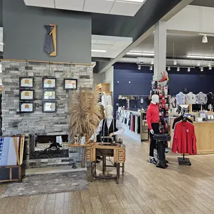 Emsud's Clothiers fireplace