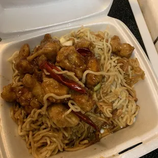 My &quot;house special&quot; chicken. This is exactly how it came. A mess.
