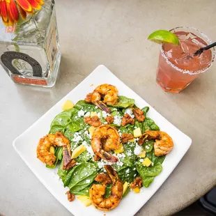 Shrimp salad and Sandia Margarita.