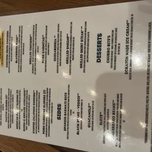 menu